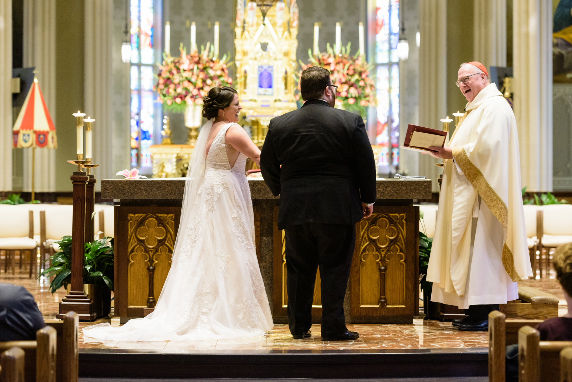 Wedding ceremony at the Basilica of the Sacred Heart on the campus of the University of Notre Dame