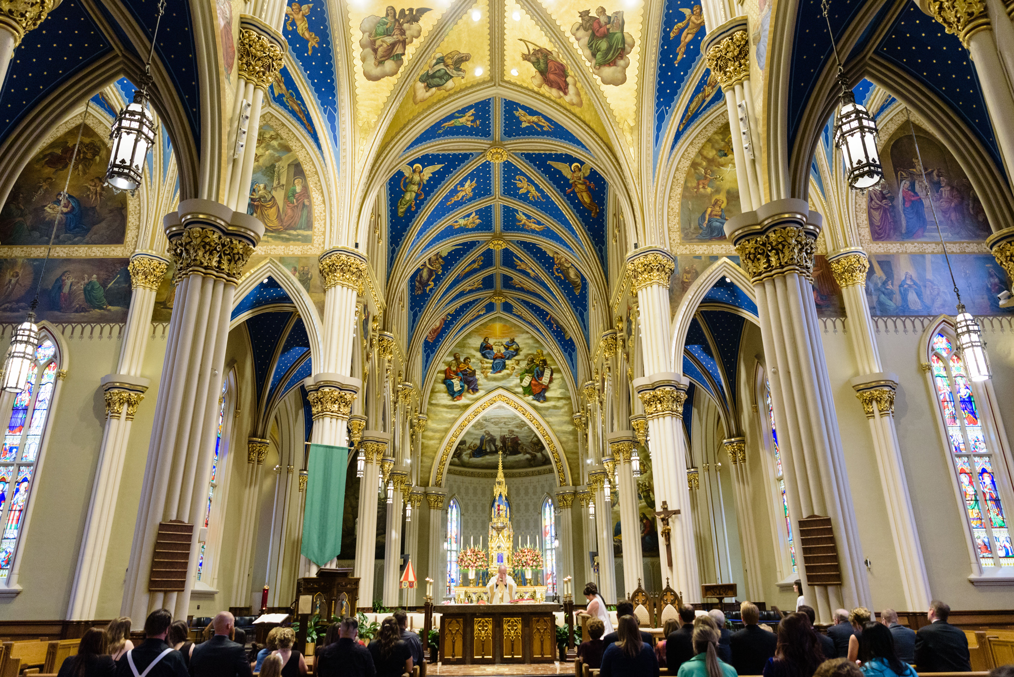 Wedding ceremony at the Basilica of the Sacred Heart on the campus of the University of Notre Dame