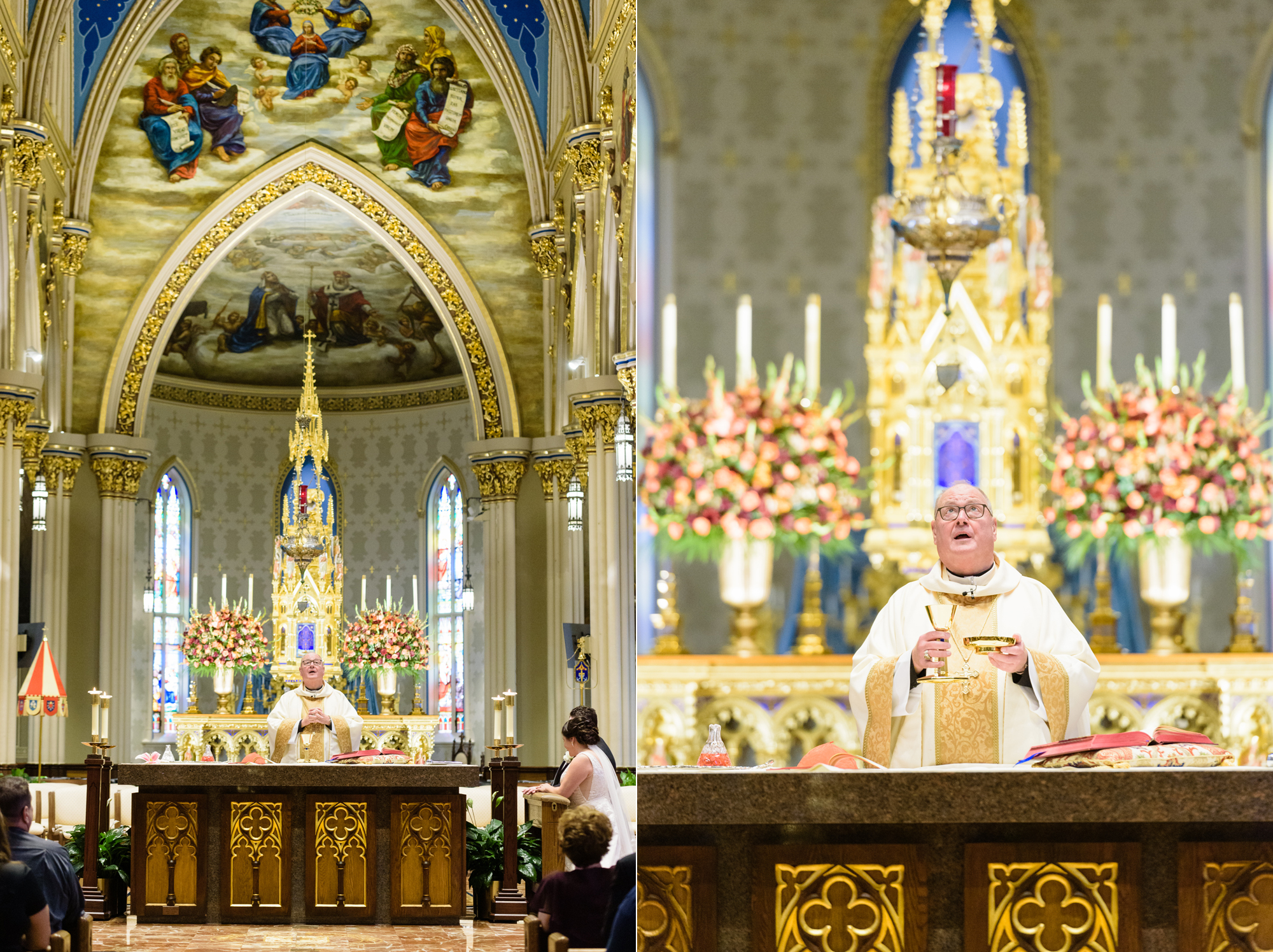 Wedding ceremony at the Basilica of the Sacred Heart on the campus of the University of Notre Dame