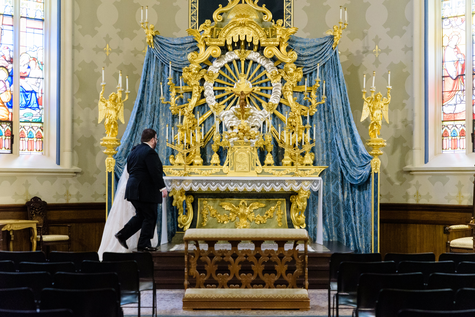 Wedding ceremony at the Basilica of the Sacred Heart on the campus of the University of Notre Dame