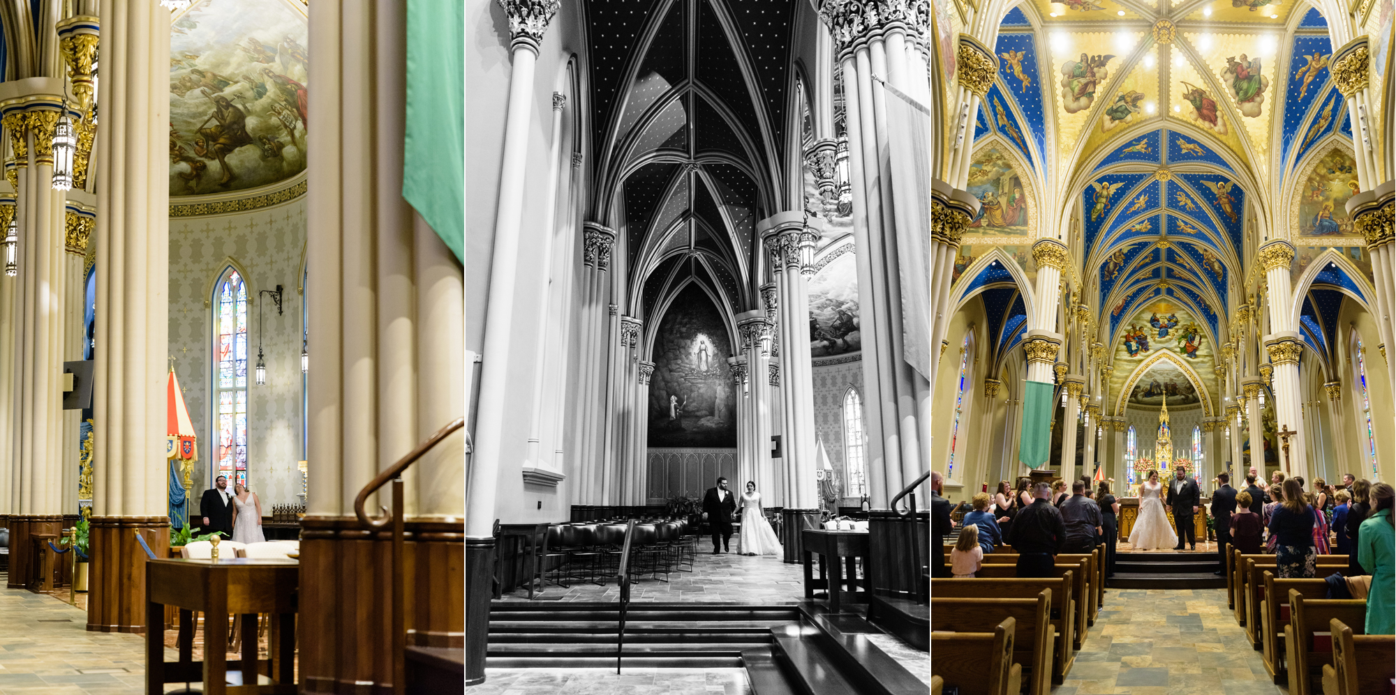 Wedding ceremony at the Basilica of the Sacred Heart on the campus of the University of Notre Dame