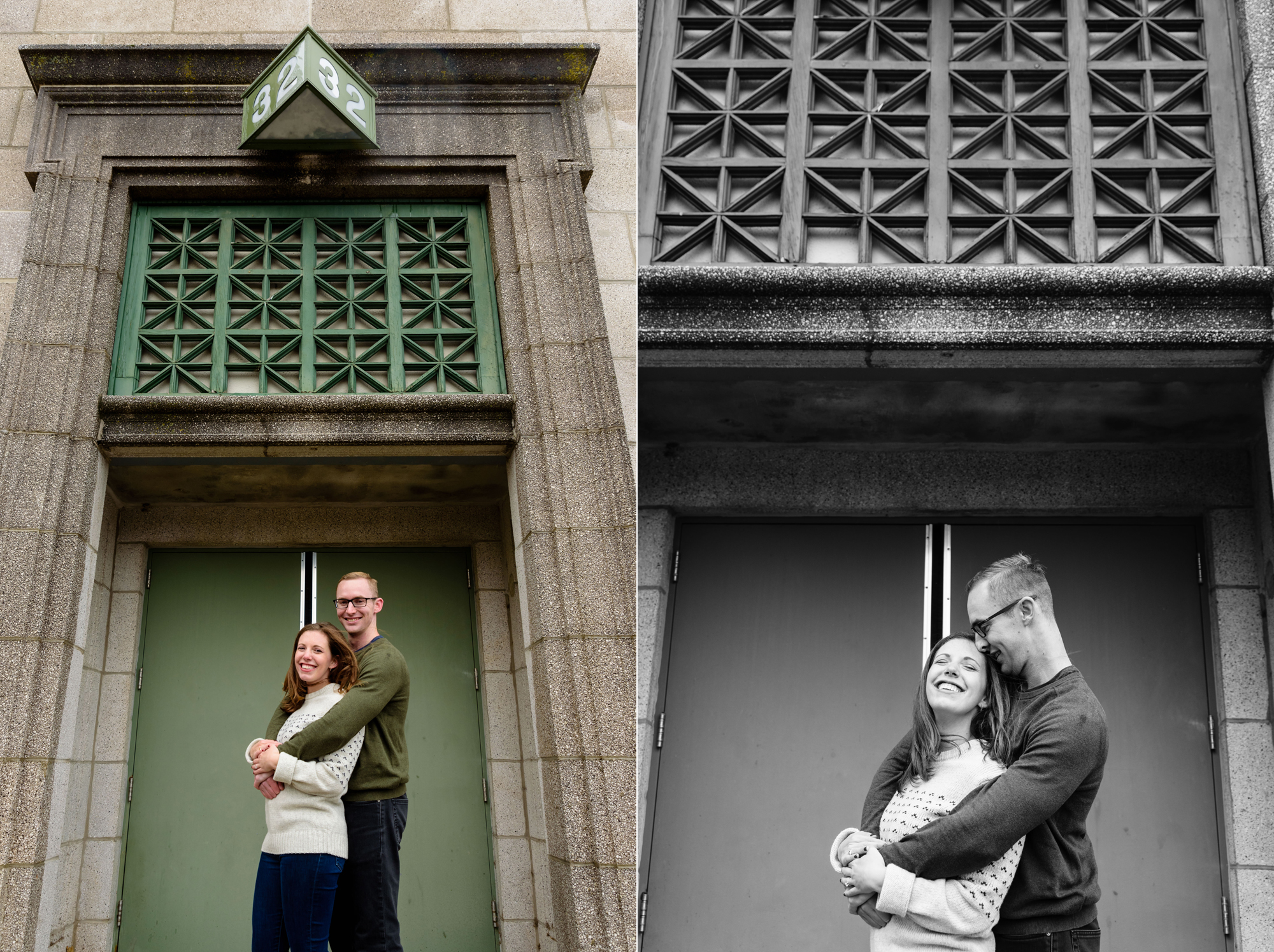 Engaged couple at Soldier Field in Chicago